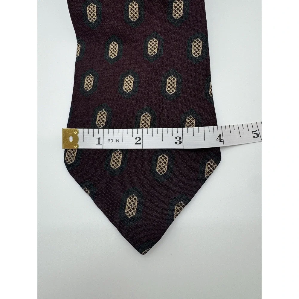 Giorgio Armani‎ Cravatte Silk Tie Brown Geometric Medallion Italy Designer